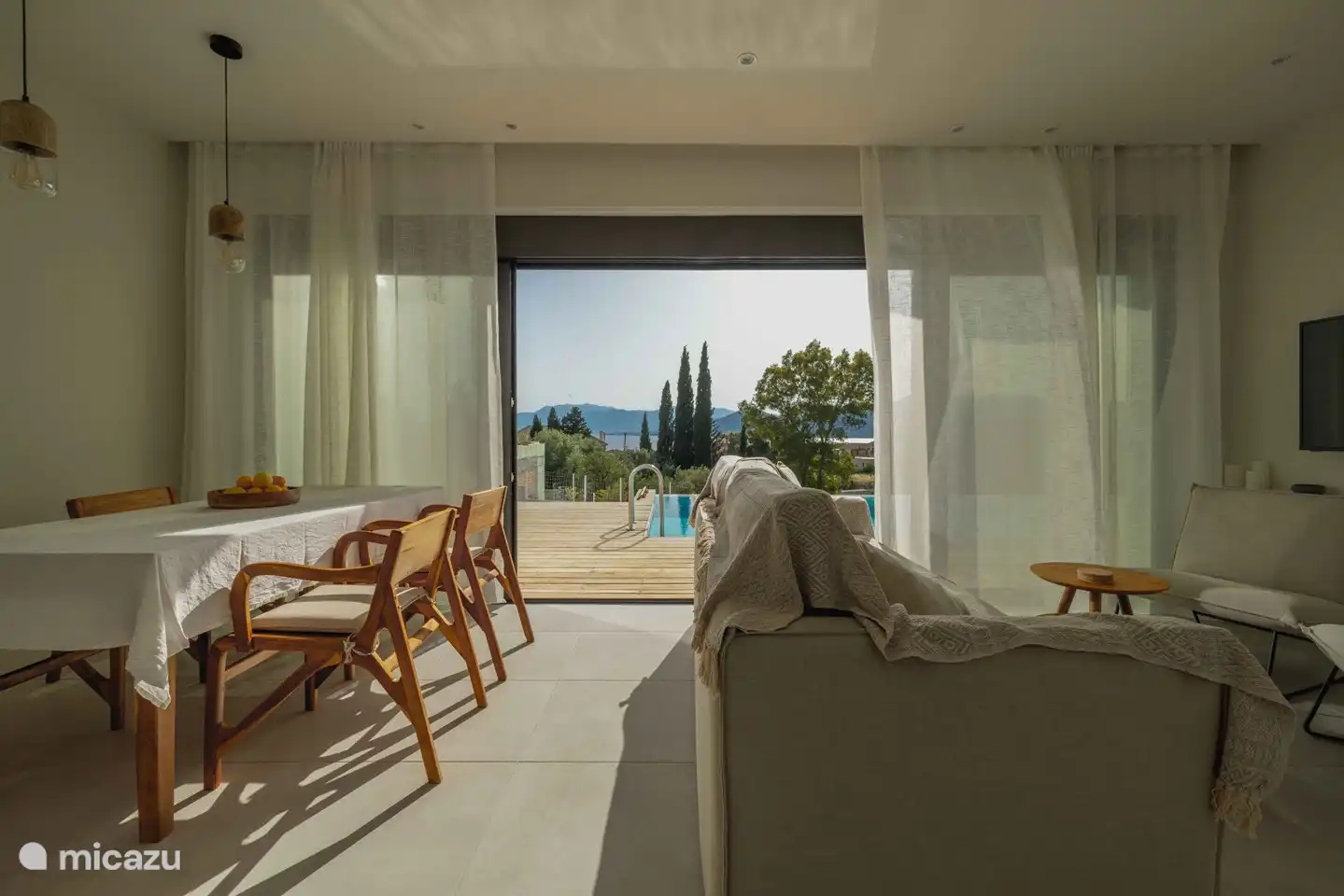 Living room with sea views