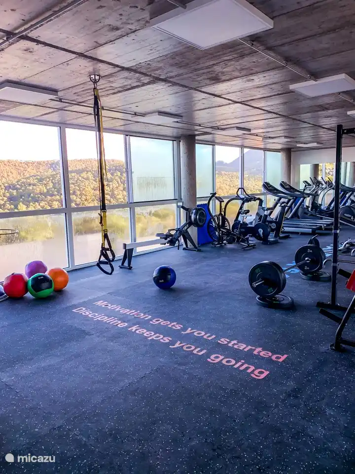 Extensive professional fitness room in the complex with sauna