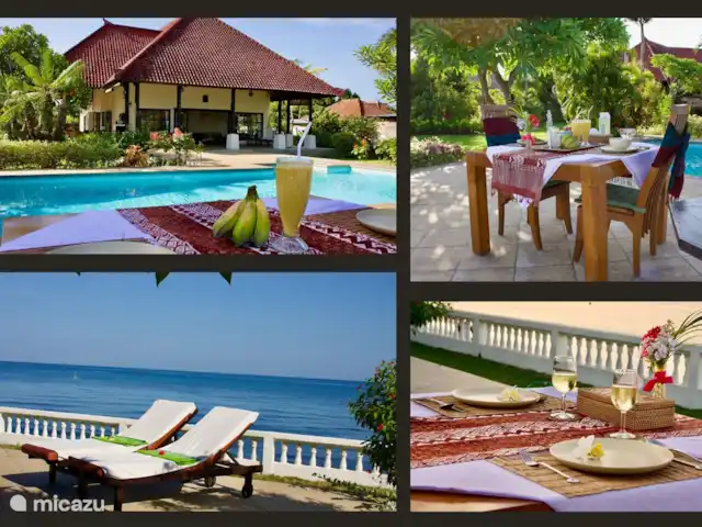 BaliSeaviewVilla Namaste&Guesthouses huren in Indonesië, Bali, Dencarik - villa Op verzoek kan het team een romantisch ontbijt of diner verzorgen op het terras voor 2 of 4 personen.
Er zijn 6 zonnebedden
