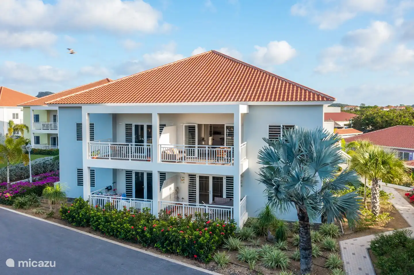 The apartment is located on the first floor and therefore gives you a bit more privacy and a better view from the balcony.