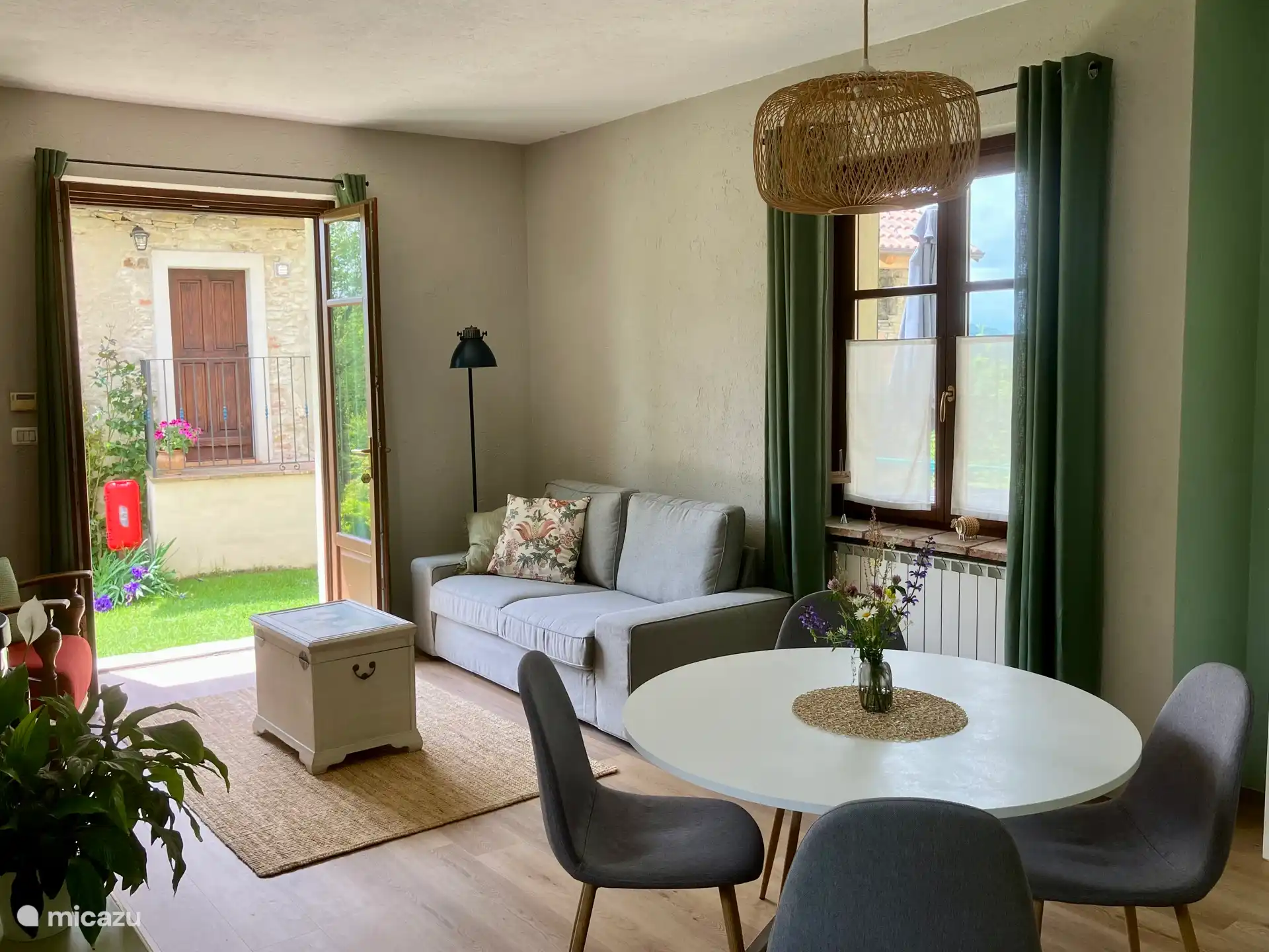 Living room with patio doors