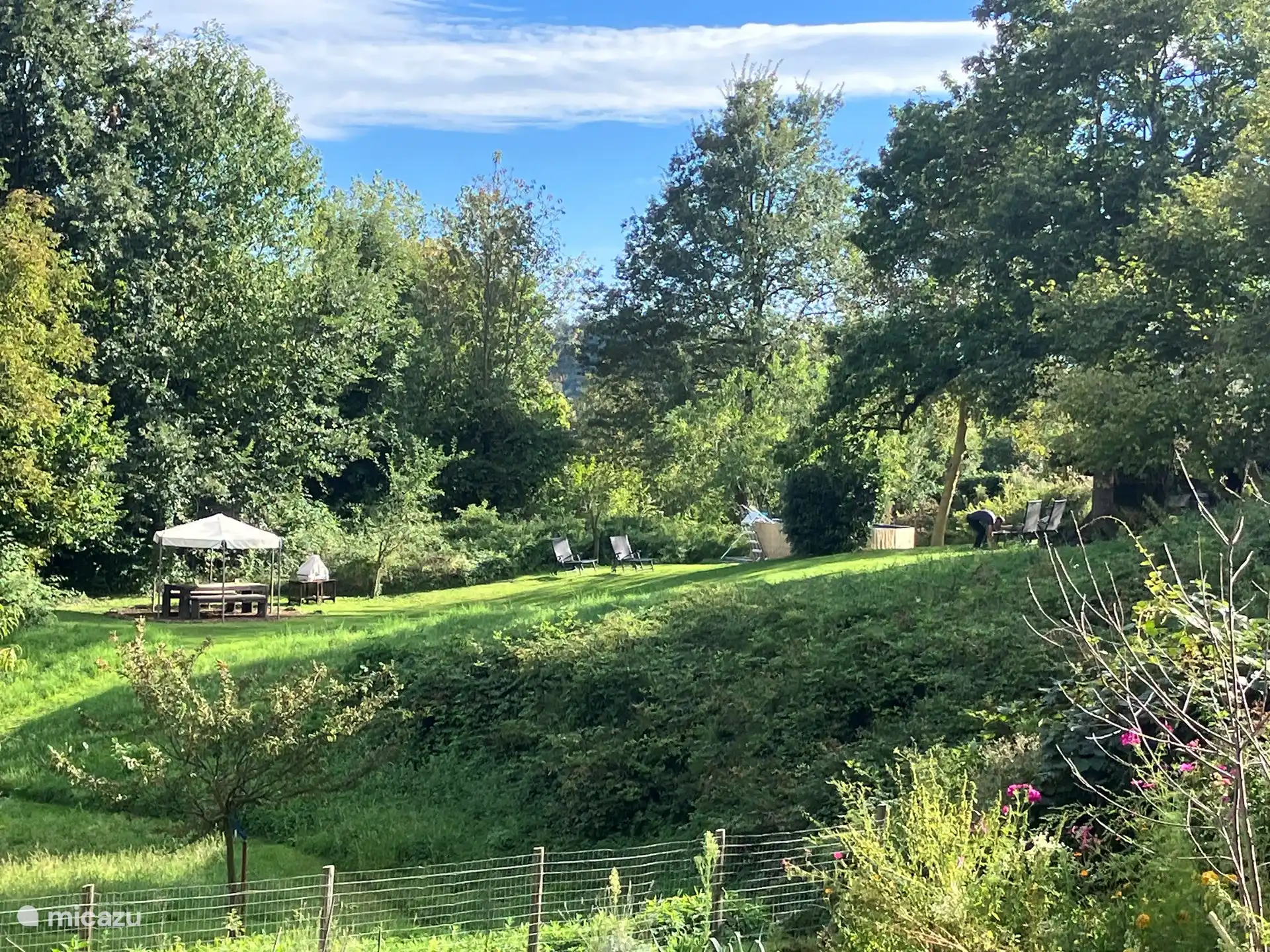 Ein Teil des Gartens vom Gemüsegarten aus gesehen