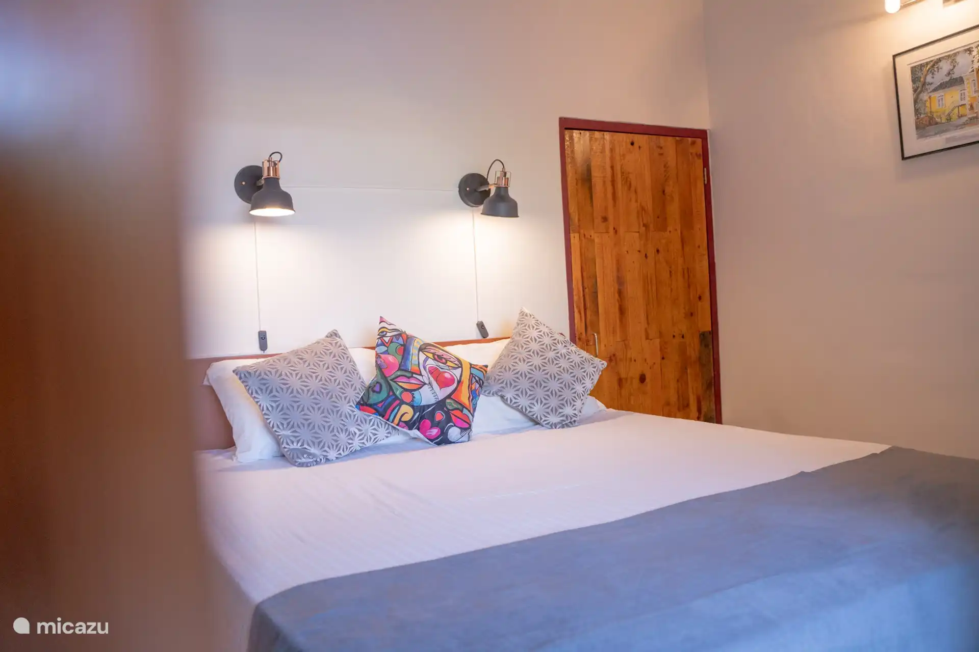 Attractive bedroom with comfortable bed, modern TV and carefully chosen decoration for a cozy and relaxing atmosphere.