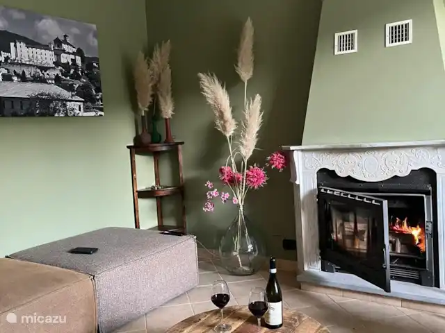 canónica en Italia, Piamonte, Monesiglio - apartamento Un amplio salón con chimenea (funcional) para momentos acogedores.