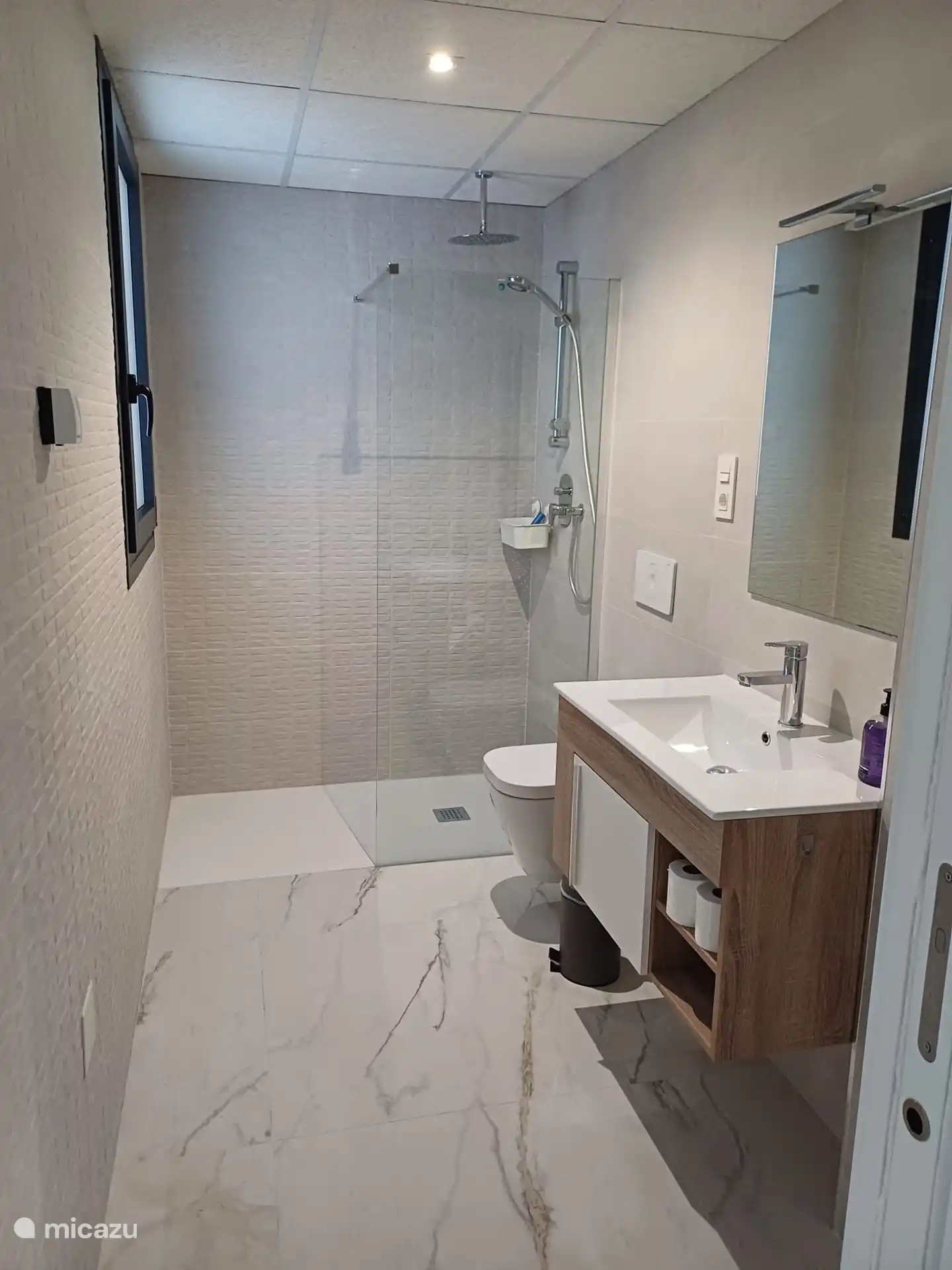 Salle de bain luxueuse 1 avec belle douche à effet pluie ou douche « régulière » au choix.