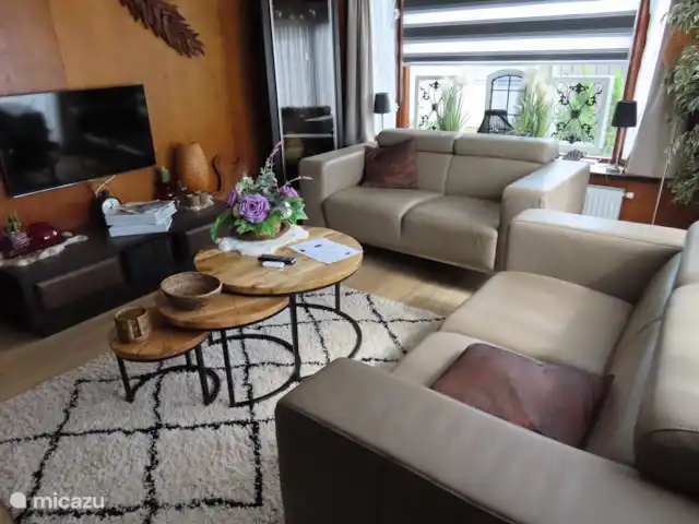 Veluwe Park Reewold Chalet Visión en Países Bajos, Güeldres, Putten - chalet salón con vistas al jardín