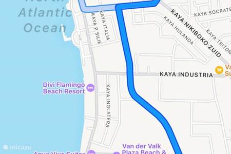 Routebeschrijving van het vliegveld naar Kas Bonaire Affair- Exclusief 15b