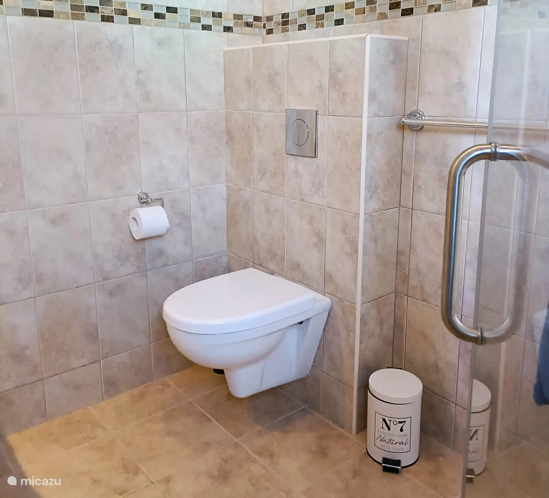 All bathrooms have their own wall-mounted toilet.