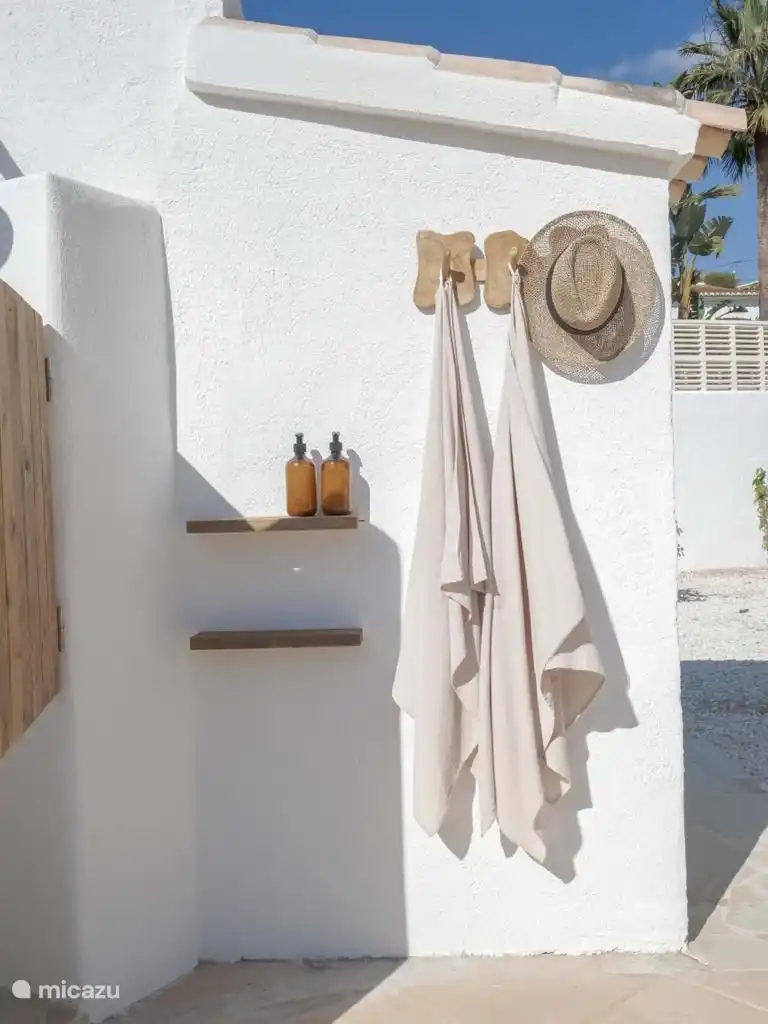 Heated outdoor shower.