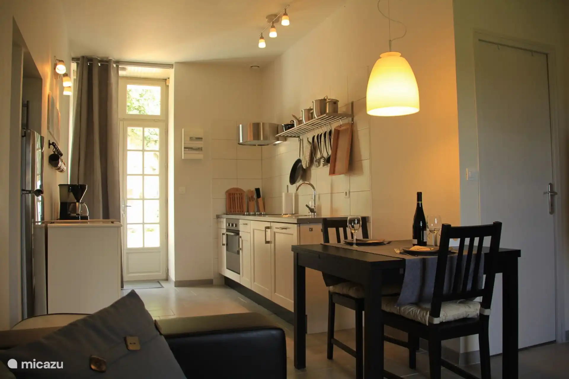 living room with kitchen