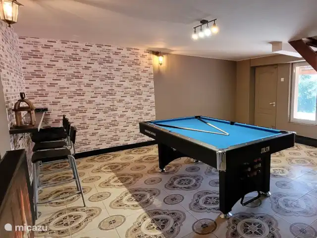 Gárdonyi Haz | Hongrie, Borsod-Abaúj-Zemplén, Sály - maison de vacances Au rez-de-chaussée, une table de billard vous attend. Voici également le sèche-linge que vous pouvez utiliser (moyennant des frais). À cet étage, vous trouverez également une salle de télévision séparée avec un canapé de salon.