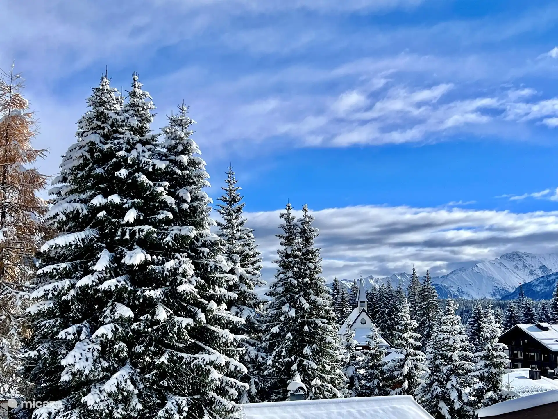 Uitzicht winter, balkon op zuiden