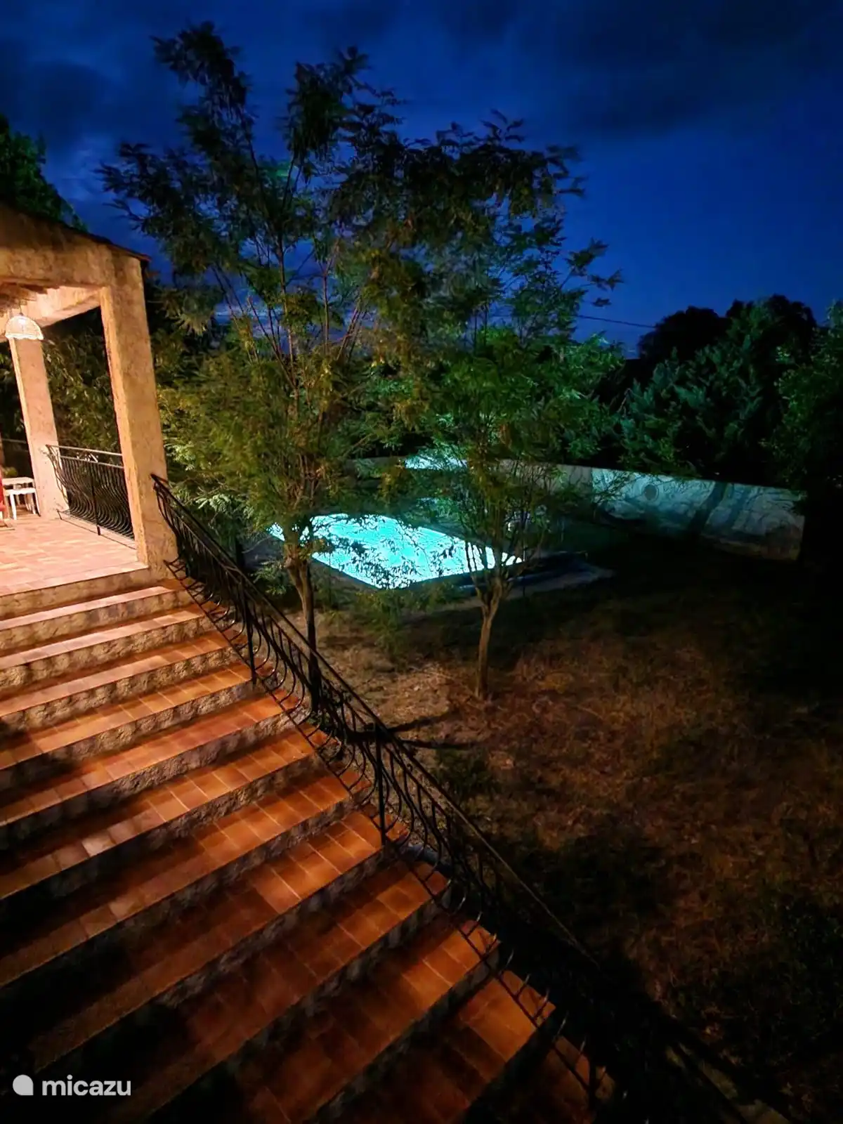 illuminated swimming pool
