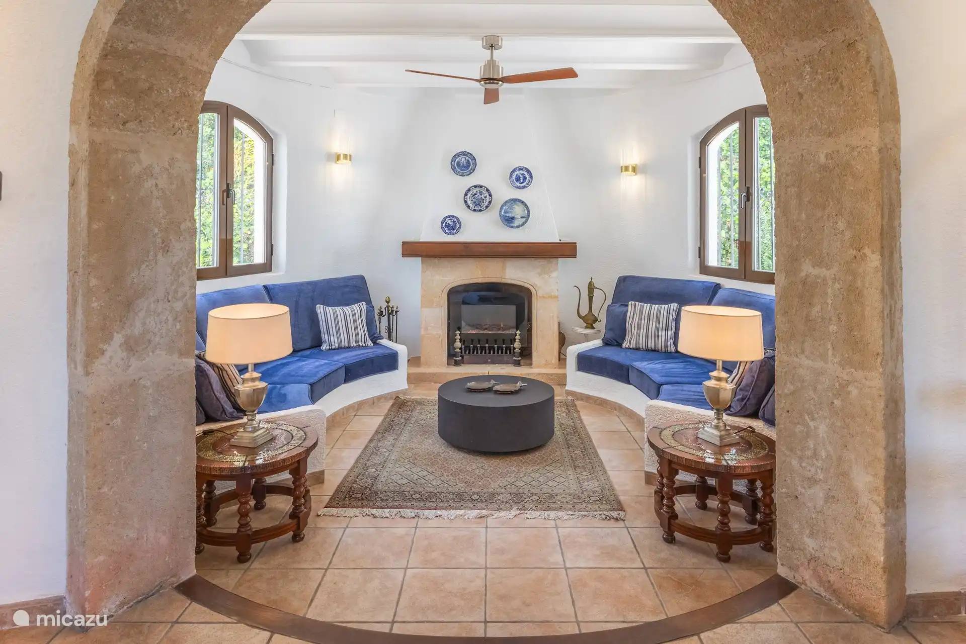 Sitting area by the fireplace