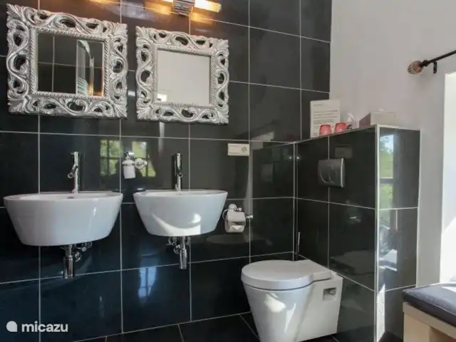 La Forêt | Belgique, Ardennes, Stoumont - villa Salle de bain avec douche, double vasque et WC