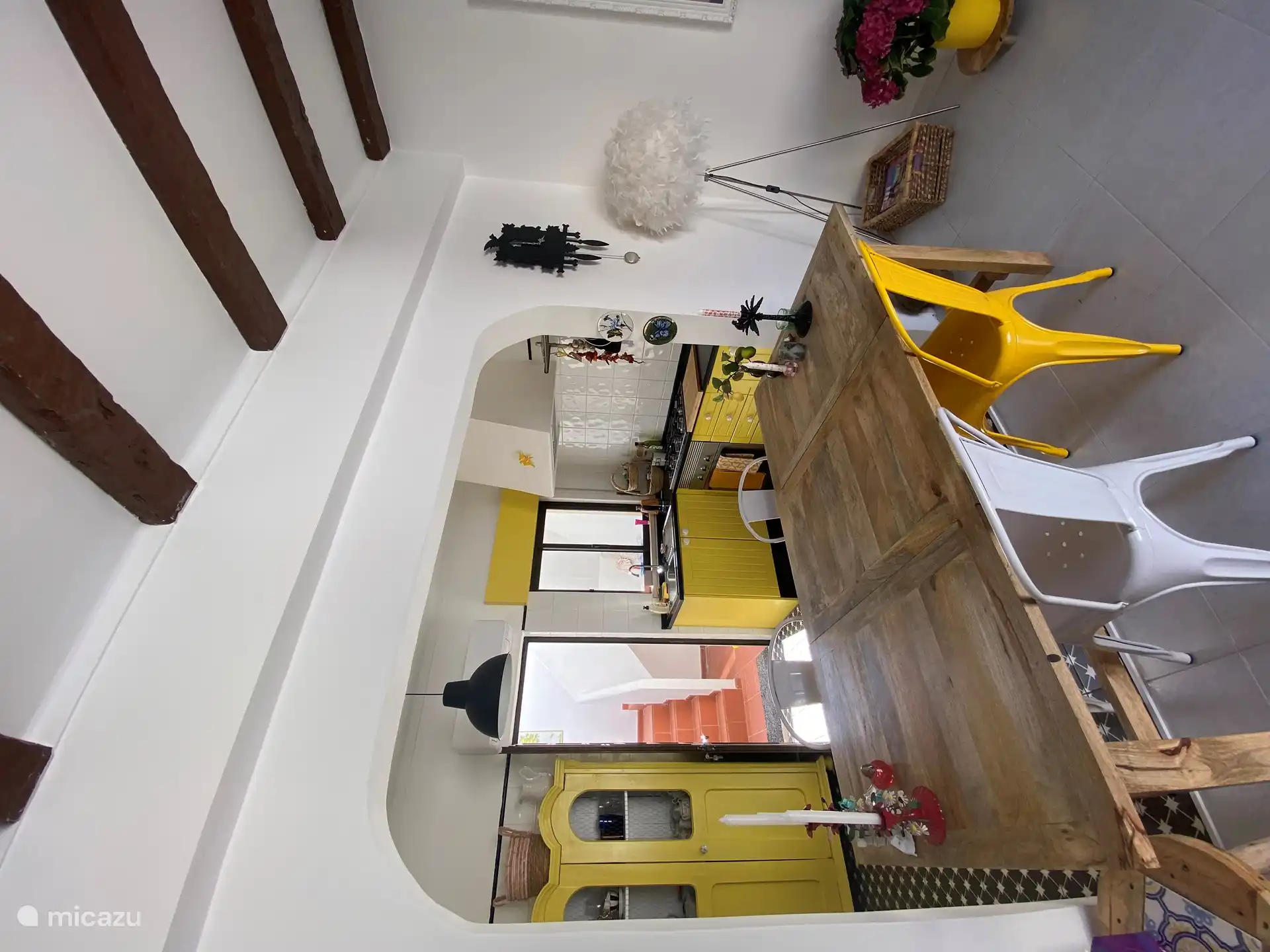 View from the living room to the kitchen