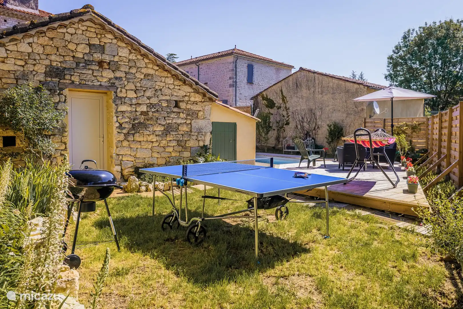 Tenis de mesa en el jardín