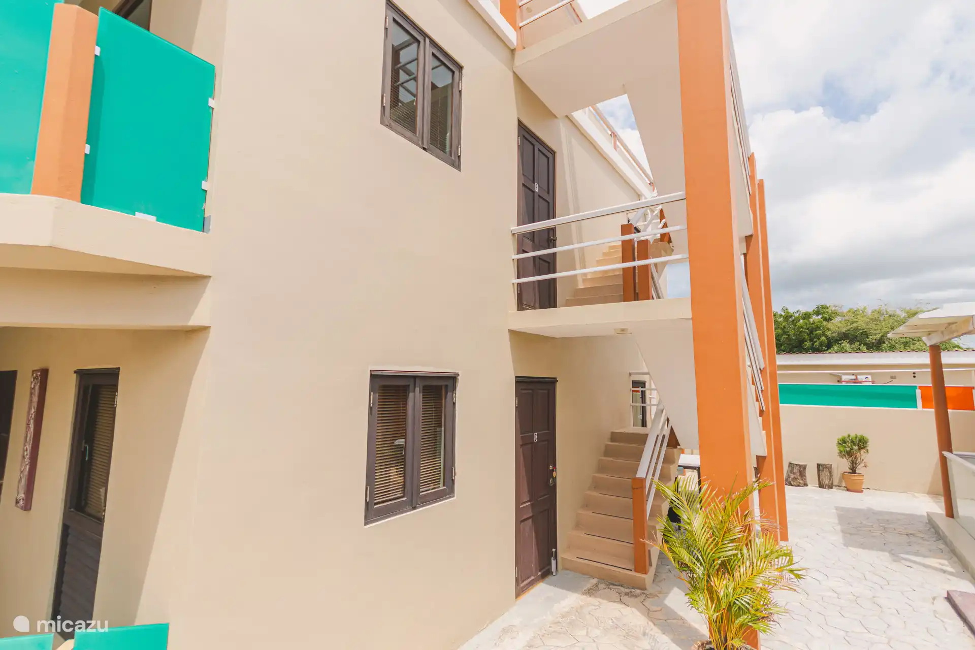 The apartment is located on the 1st floor that you reach by stairs