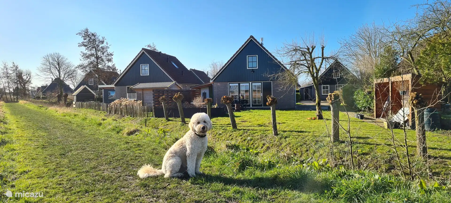 Lage unserer Ferienhäuser.
Von links nach rechts
Kuitje 63, Kakelbont 62, Bertus 61 und Annie 66
an einer ruhigen Promenade, ca. 25 Gehminuten rund um den Ferienpark