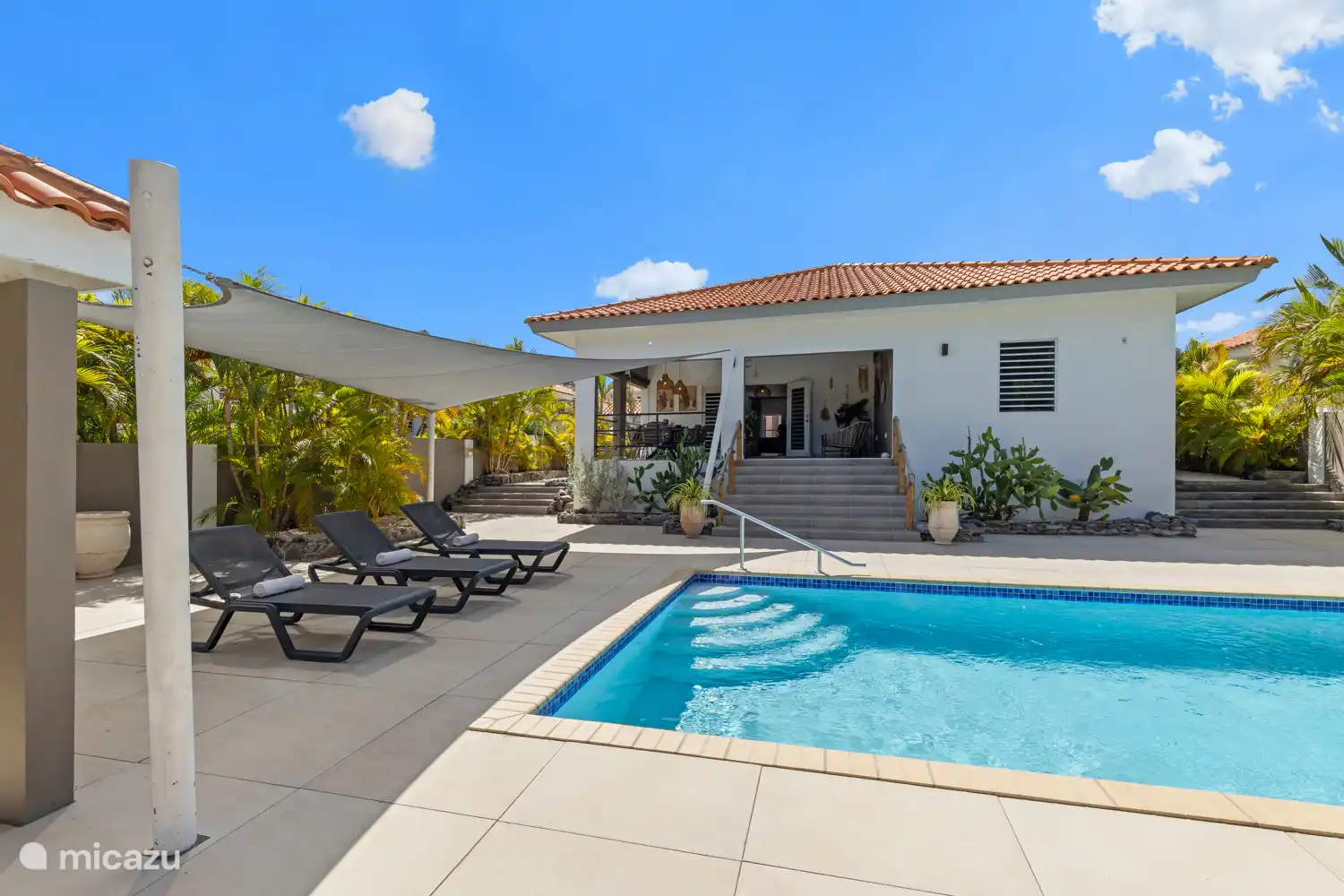 Schöner Garten mit Sonnenbeeten