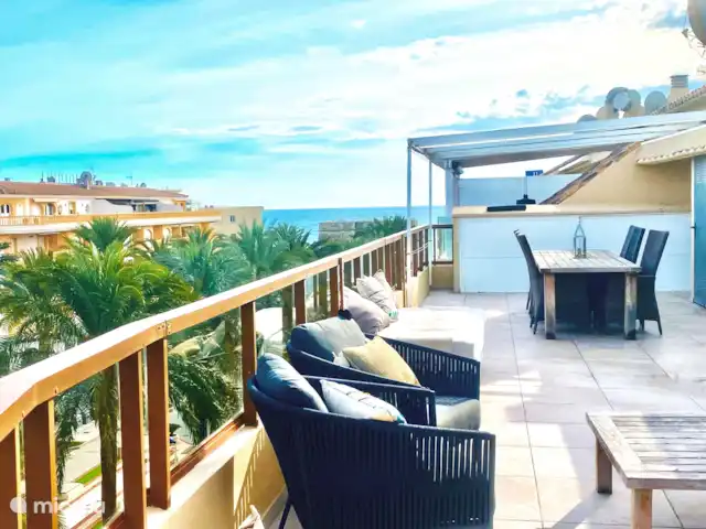 Location de Vacances Espagne, Costa Blanca, Moraira, appartement - Penthouse Sept Océans Grande terrasse avec vue mer
