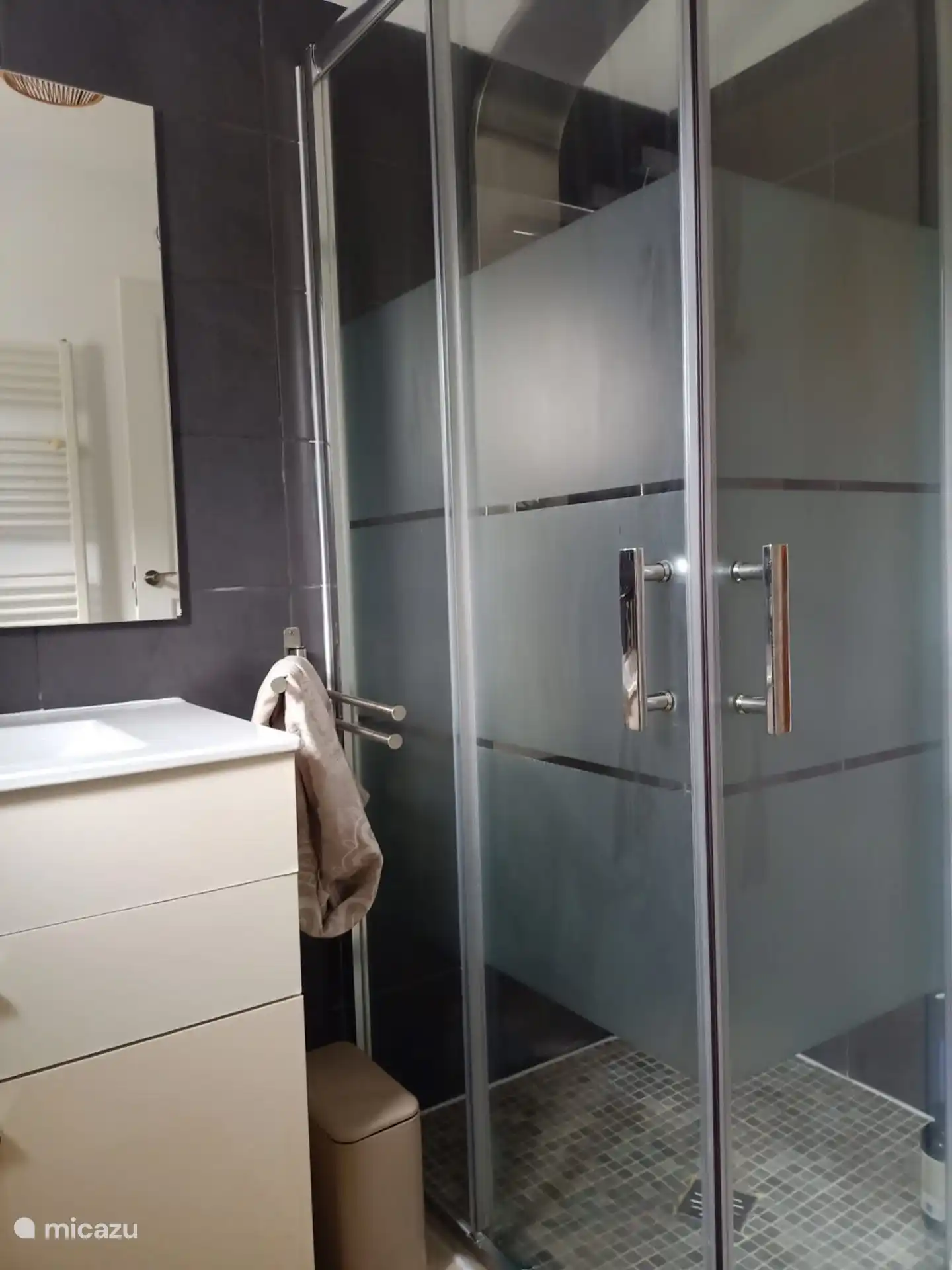 Deuxième salle de bain avec douche, lavabo et toilettes au 1er étage
