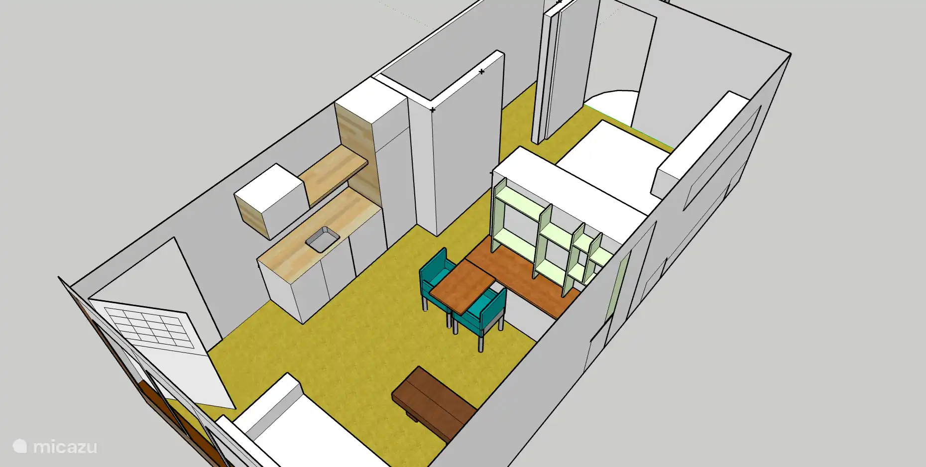 In de keuken kan gekookt worden. Alle benodigdheden zijn voor handen. Er staat een elektrisch 2-pits kookplaat en er is een airfryer.