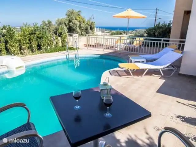 villa huren in Griekenland, Kreta, Pigi/Rethymno – Villa Stefanos, zwembad en zeezicht Privaat zwembad met zeezicht