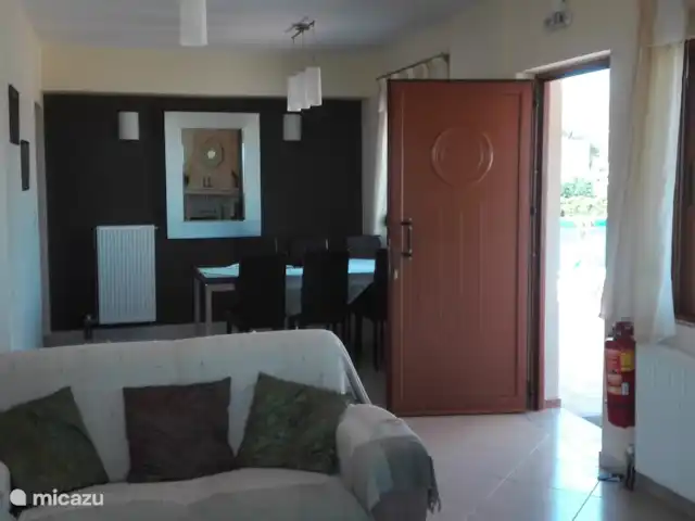 villa huren in Griekenland, Kreta, Pigi/Rethymno – Villa Stefanos, zwembad en zeezicht Eetplaats