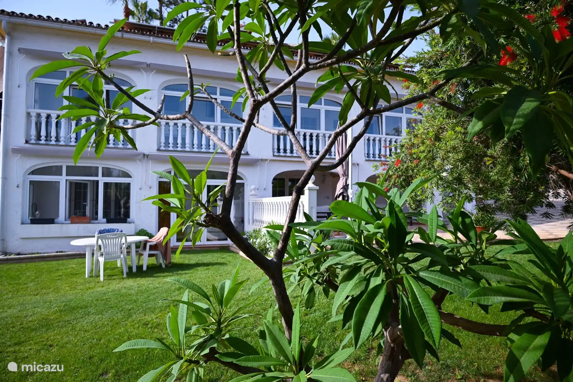 Garten und Rasen an der Wohnung.