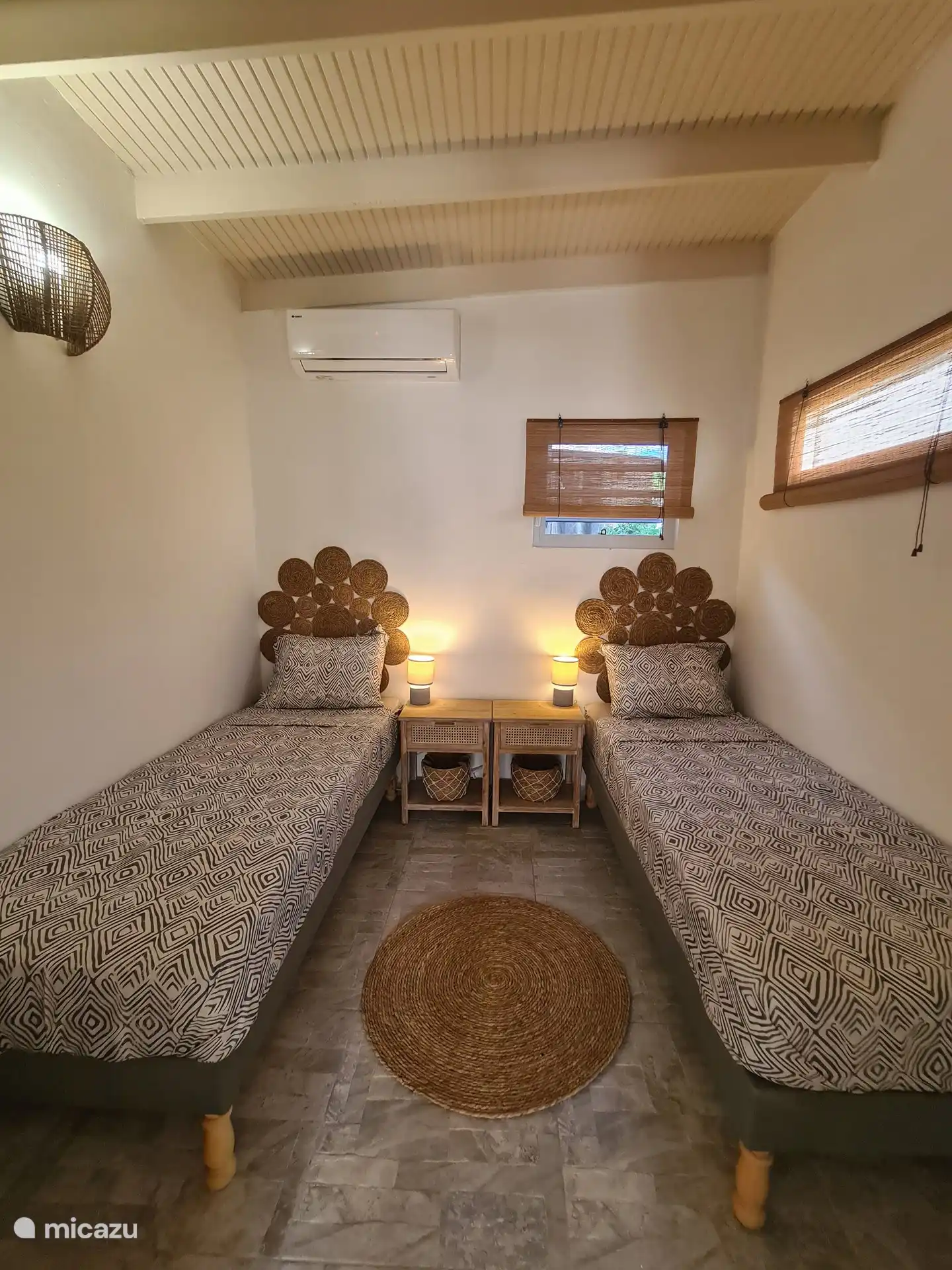 Bedroom 2 Flamingo, beds can also be pushed together on request.