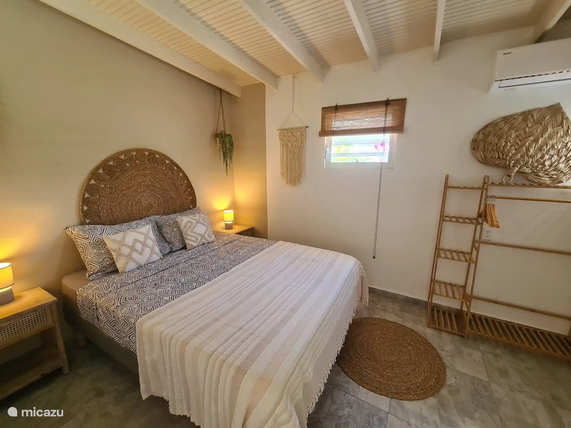 Bedroom 1, this contains the bathroom, with a door. beds can also be separated on request, there is normally a topping on them.