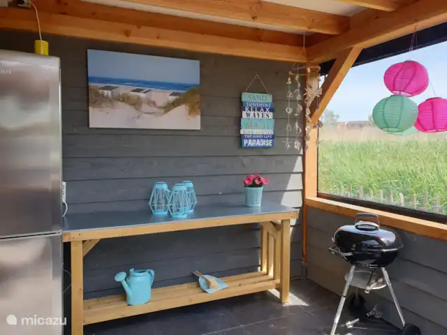 `t Bullekroffie Kakelbont 62 | Pays-Bas, Hollande du Nord, Oudesluis - maison de vacances Grand auvent avec réfrigérateur/congélateur supplémentaire et barbecue Weber