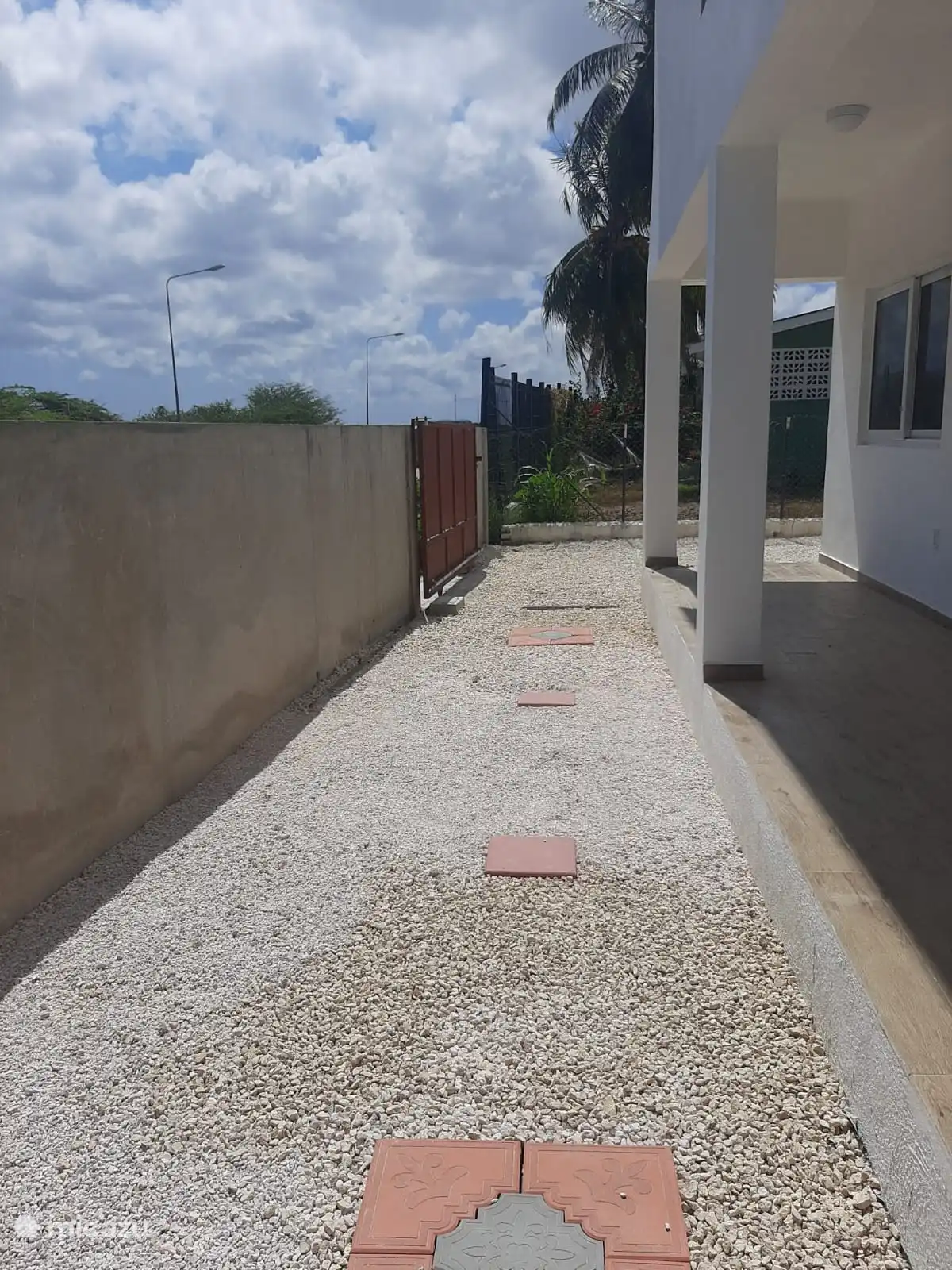 The front of the apartment complex