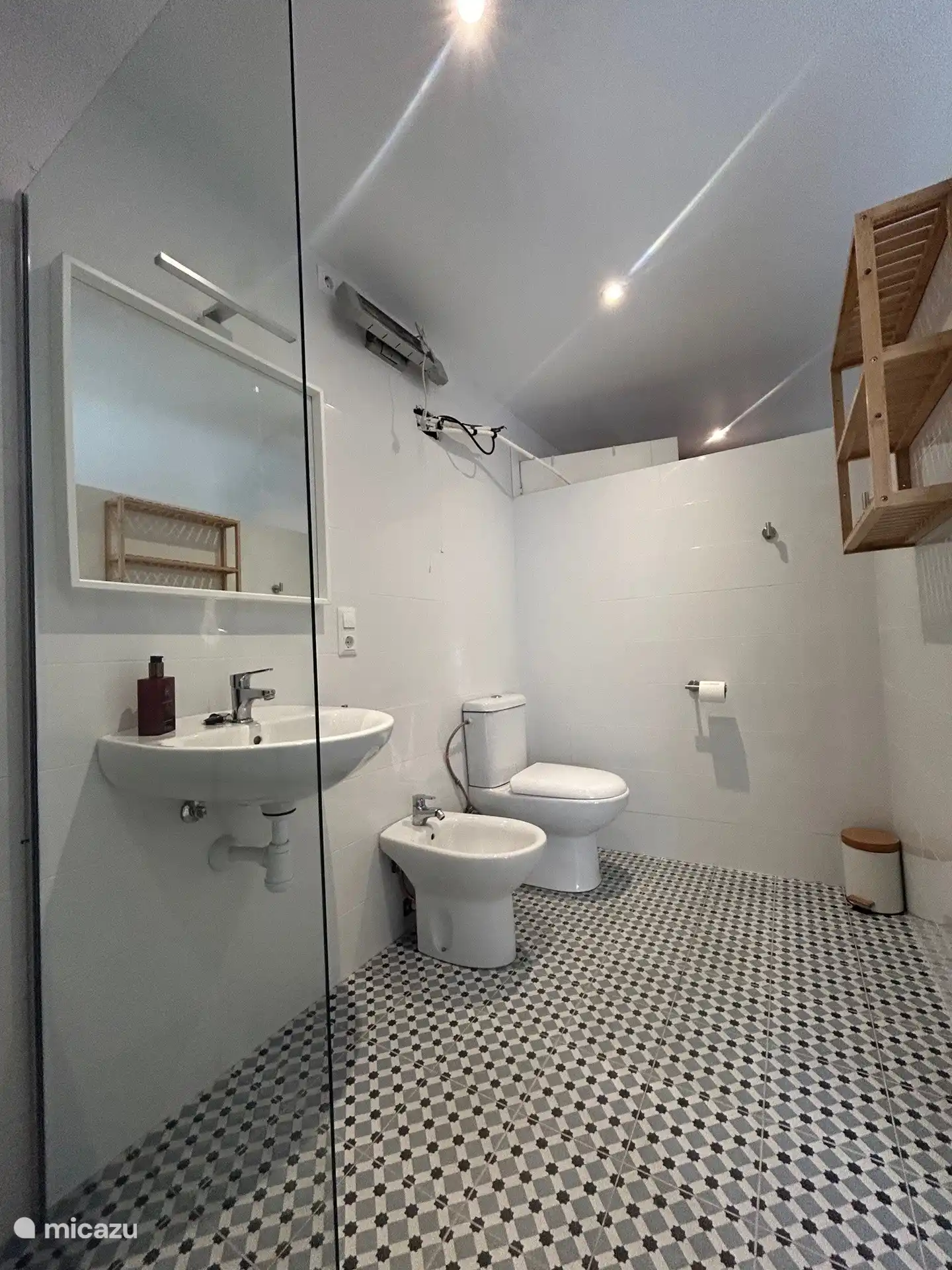 Aangrenzend aan de slaapkamer: inloopdouche, wastafel, toilet en bidet