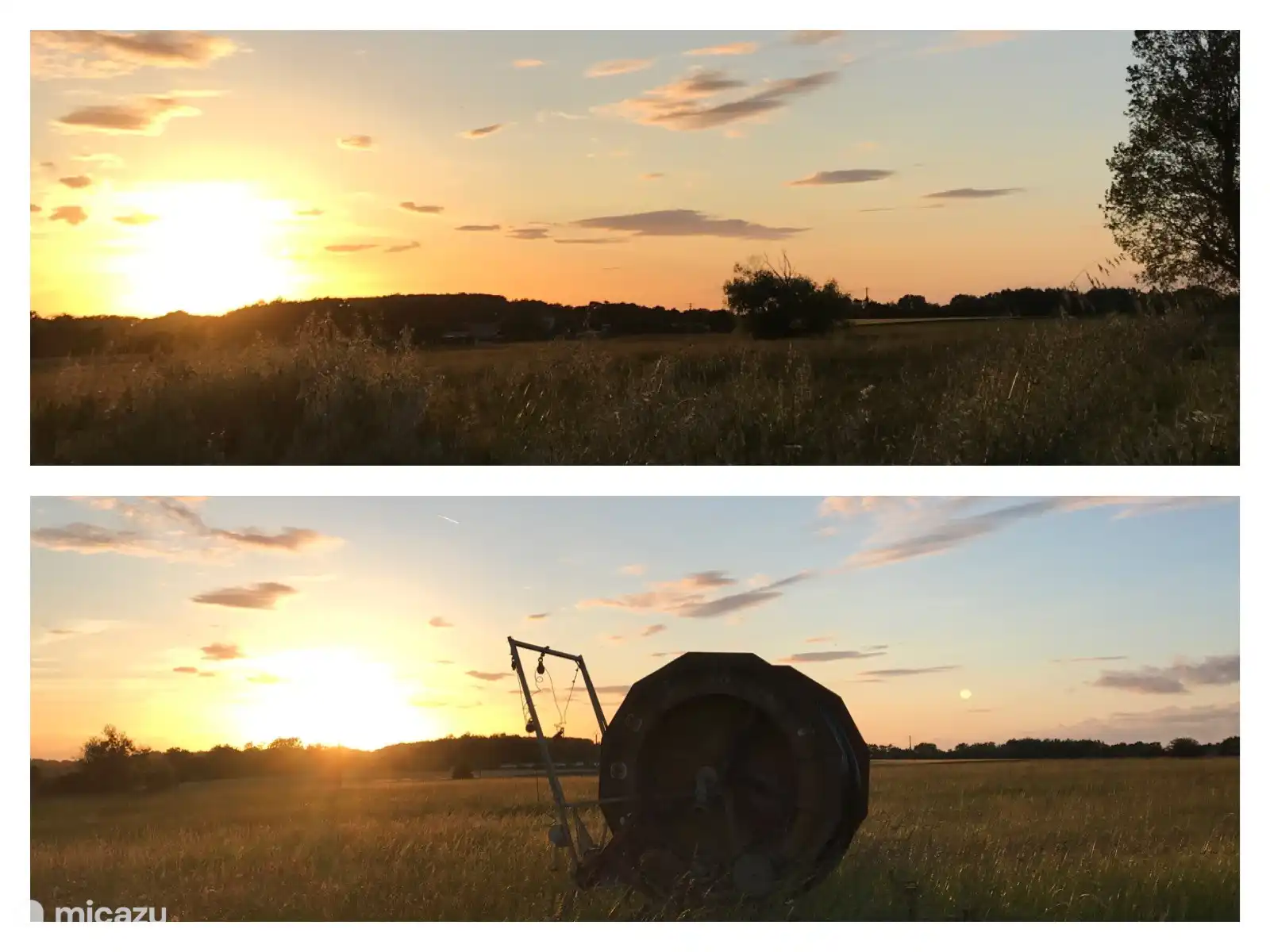 Puesta de sol en los campos circundantes.