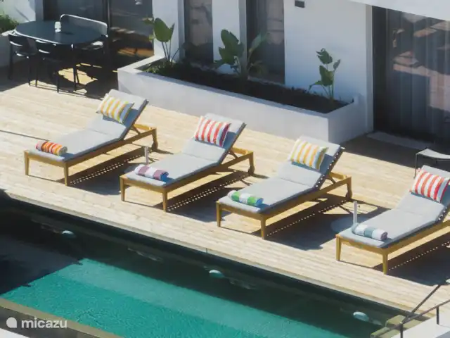 Maison de plage au sommet d’une colline  | Grèce, Grèce centrale, Pogonia - villa chaises longues