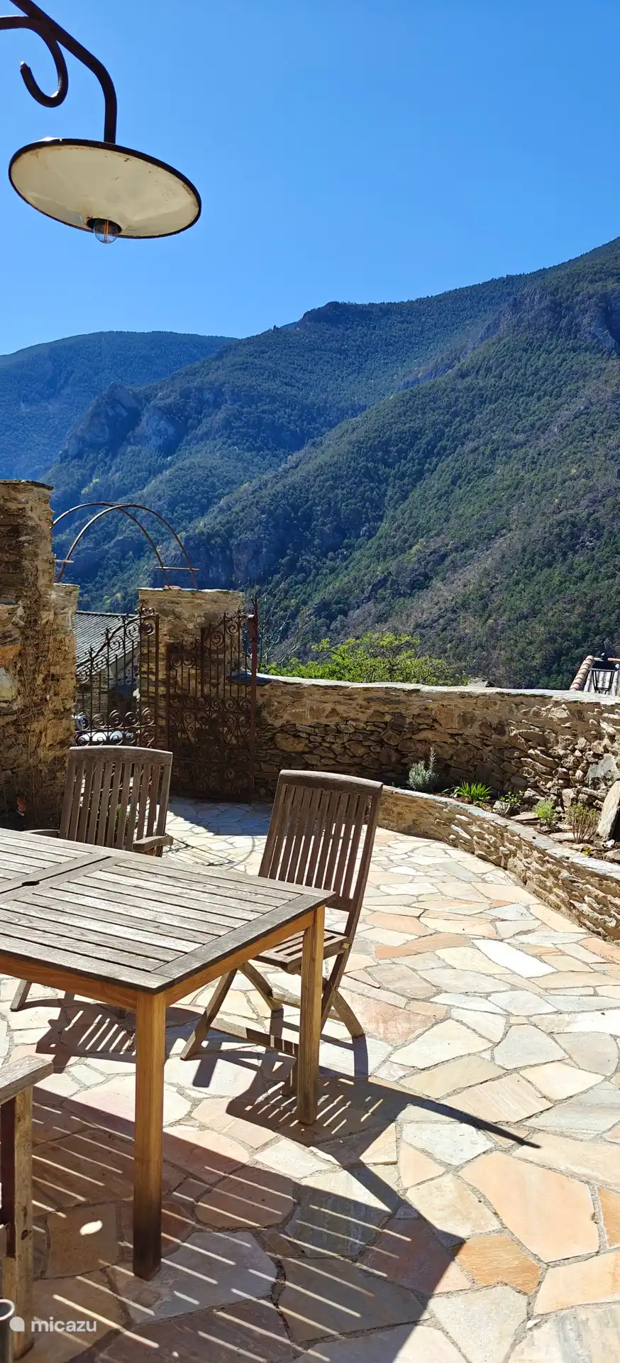 the view from the private terrace of the mountain village studio