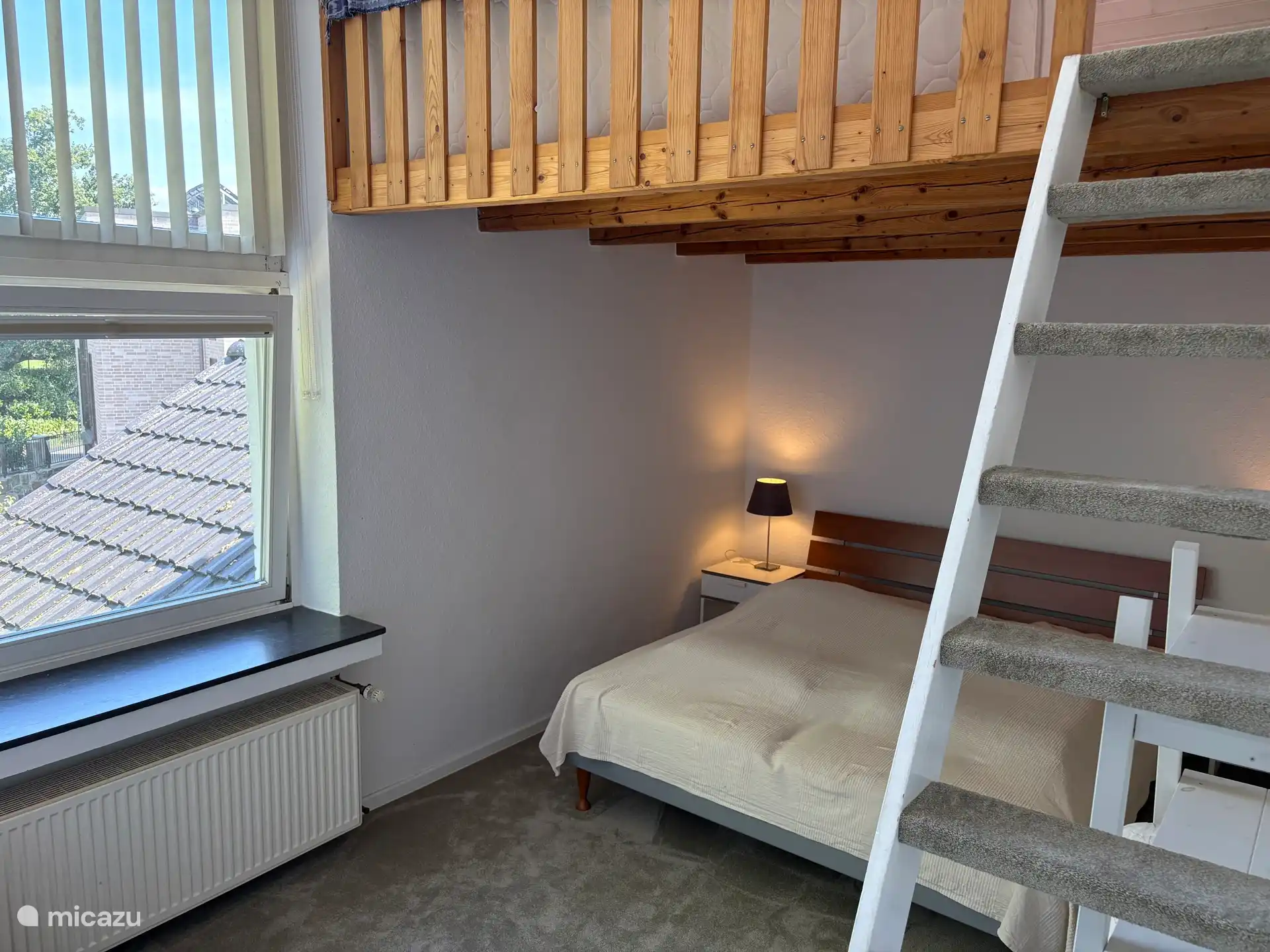 Bedroom with loft. 1 bed 180x210 with 2 mattresses Space in the loft for 2 more mattresses (available)