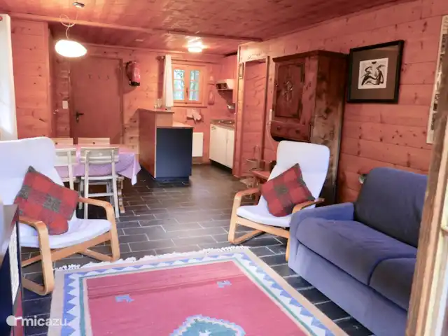 Zinalleke | Suisse, Valais, Ayer - chalet Studio séjour avec lit gigogne ouvrant sur la terrasse