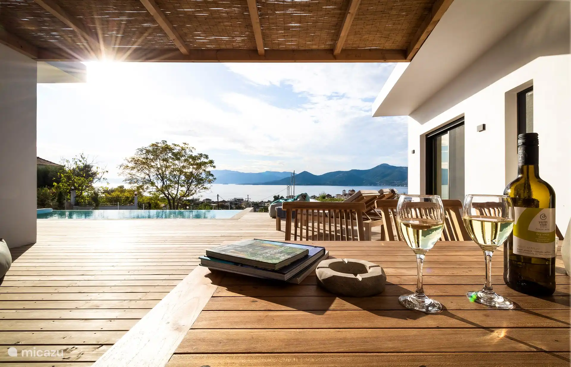 Outdoor dining table with view
