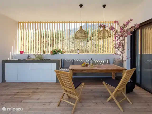 Villa Ana  en Grecia, Gracia Central, Paleros - villa mesa de comedor de teca