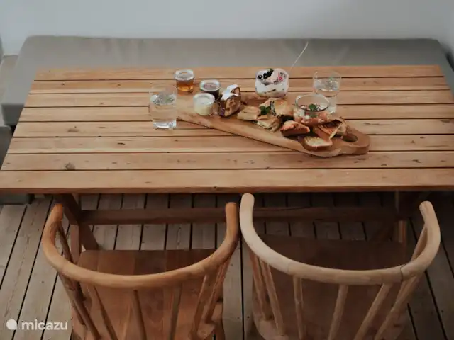 Villa Panoramique  | Grèce, Grèce centrale, Paleros - villa Table à manger extérieure en teck avec petit-déjeuner
