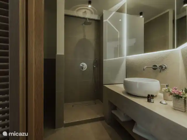Ambiance Ionienne | Grèce, Grèce centrale, Paleros - villa Salle de bain avec douche à effet pluie et lavabo