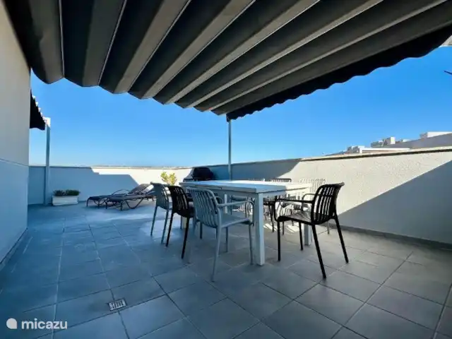 La Haya | Espagne, Costa Blanca, Jávea - appartement Terrasse sur le toit avec table à manger spacieuse.
