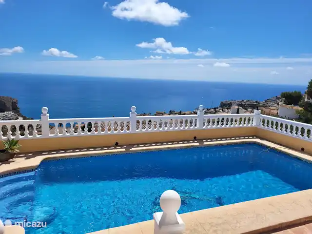 Casa Dalías en España, Costa Blanca, Benitachell - villa Vista al mar desde la terraza de la piscina