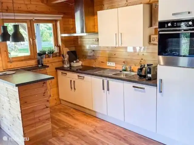 Luxe en ruim chalet met airco huren in Nederland, Drenthe, Matsloot - chalet open keuken met bar