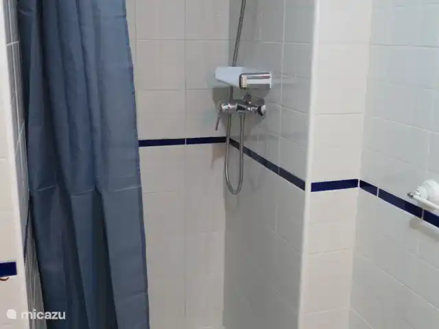 El Canario Azul Zeezicht Torrevieja huren in Spanje, Costa Blanca, Orihuela Costa - appartement Douche in blauwe slaapkamer