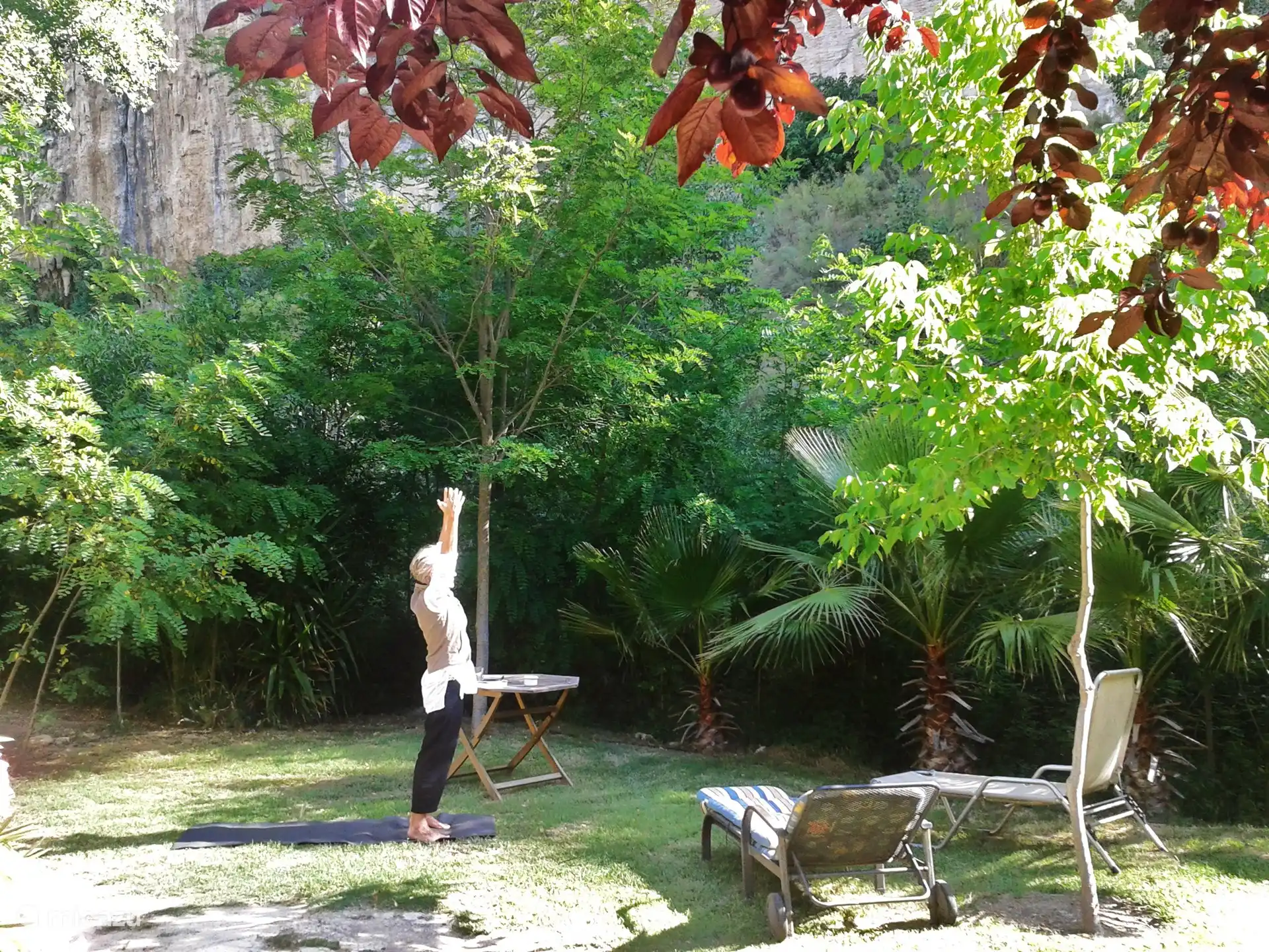 some do yoga in front of the house