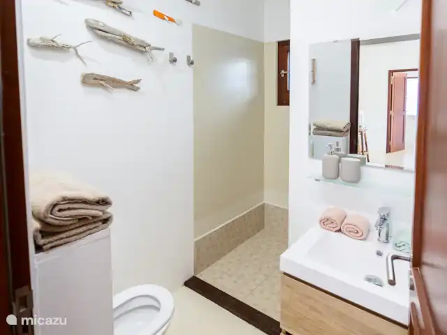 villa huren in Bonaire, Bonaire, Kralendijk – Blou Bonaire Waterlands Village Er is een tweede badkamer aanwezig met een modern badmeubel en 1 wastafel. Tevens een douche en toilet.